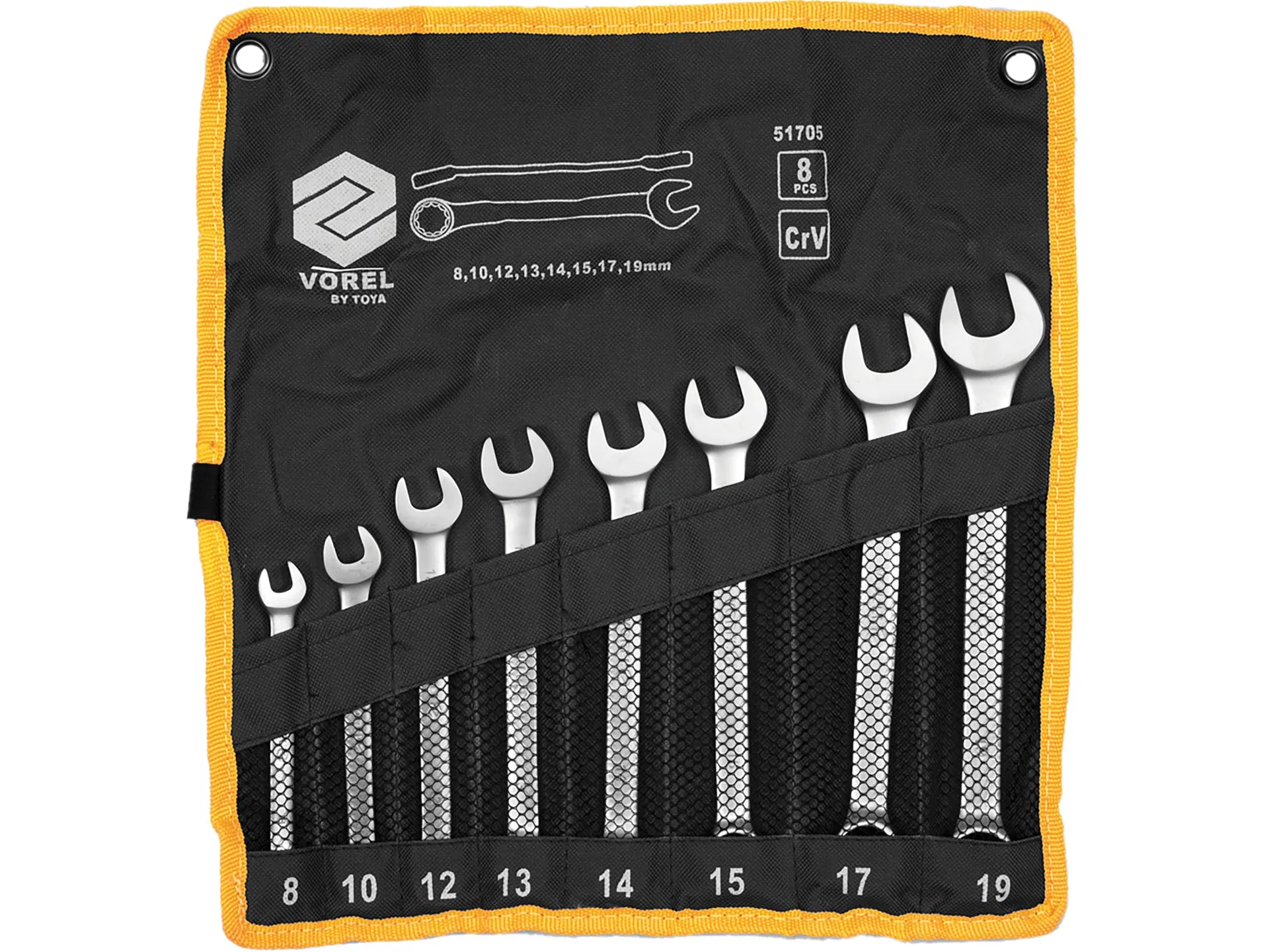 Combination wrench set 8–19 mm