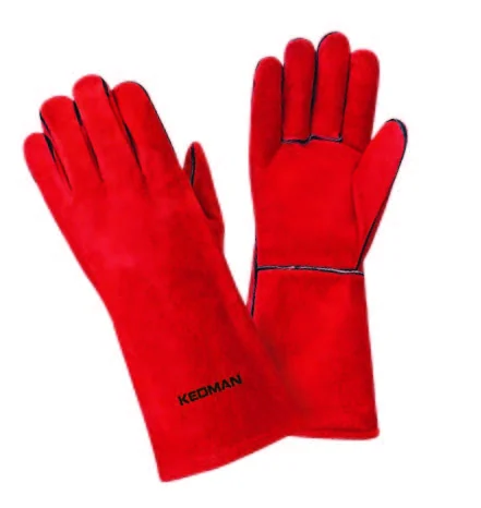 Red leather welding gloves