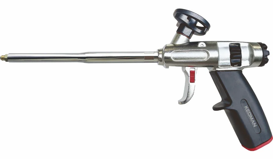 Metal foam gun with safety lock