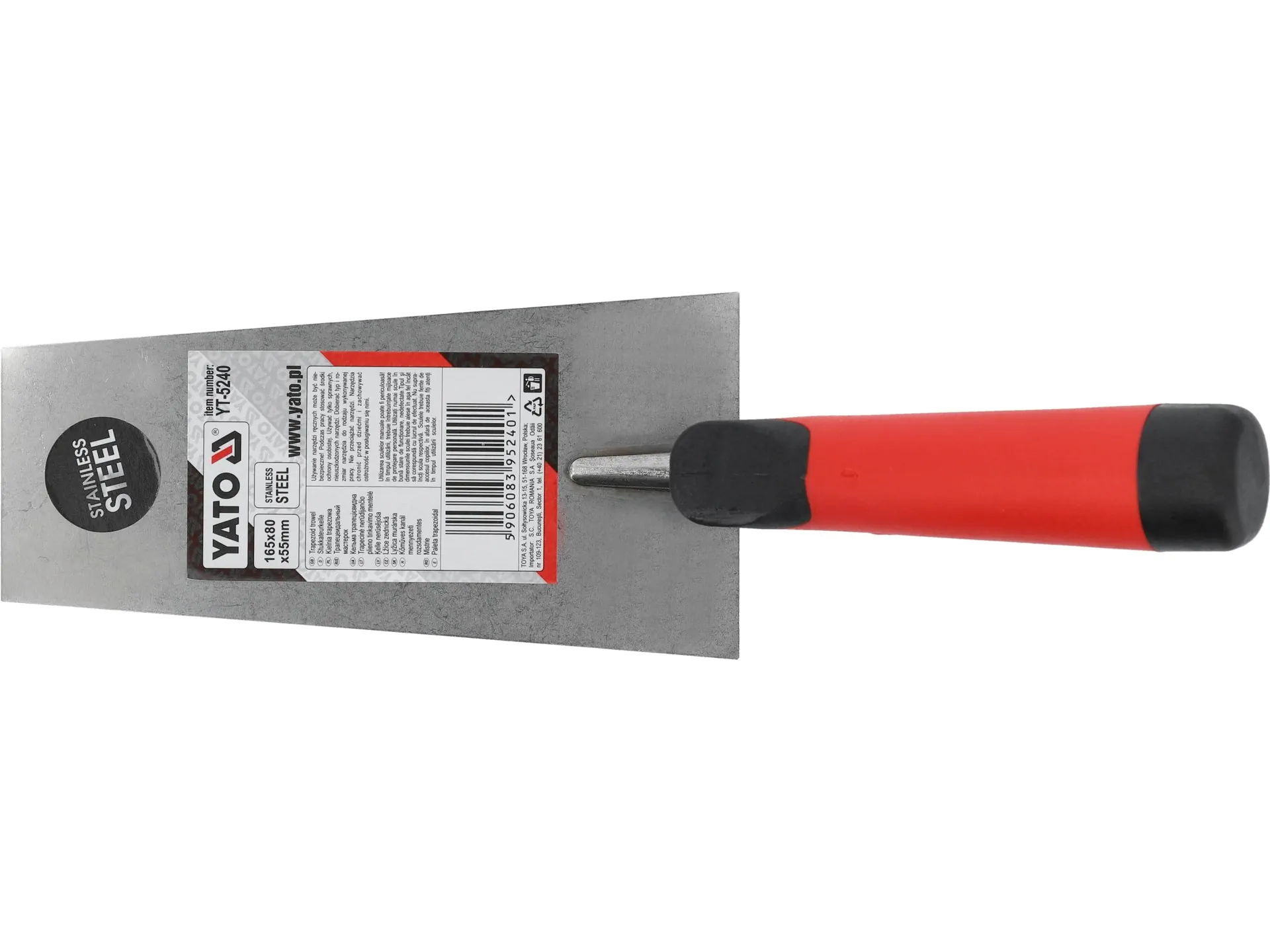 Trapezoidal stainless steel trowel 165 x 80 x 55 mm 2