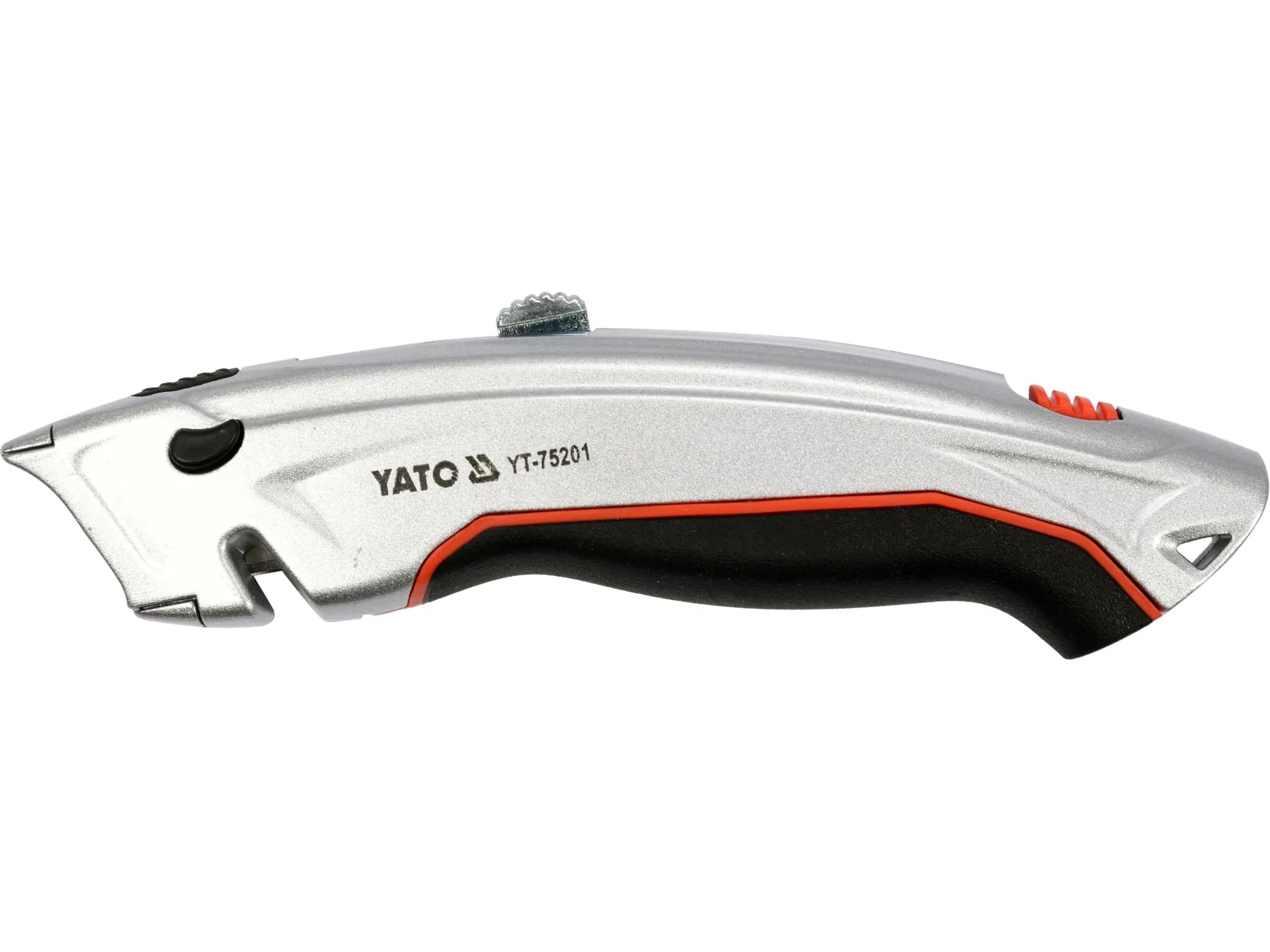 Metal utility knife with trapezoid blade