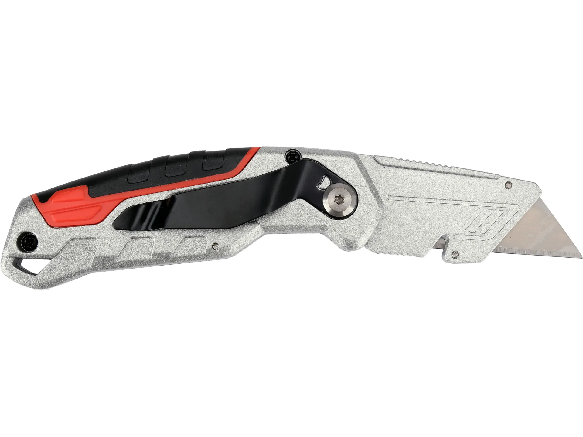 Folding metal utility knife with trapezoid blade 2